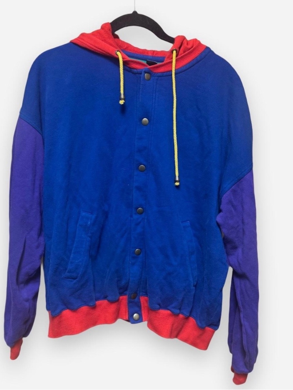 Vintage LizWear Cotton Color Block Snap Button Hoodie
